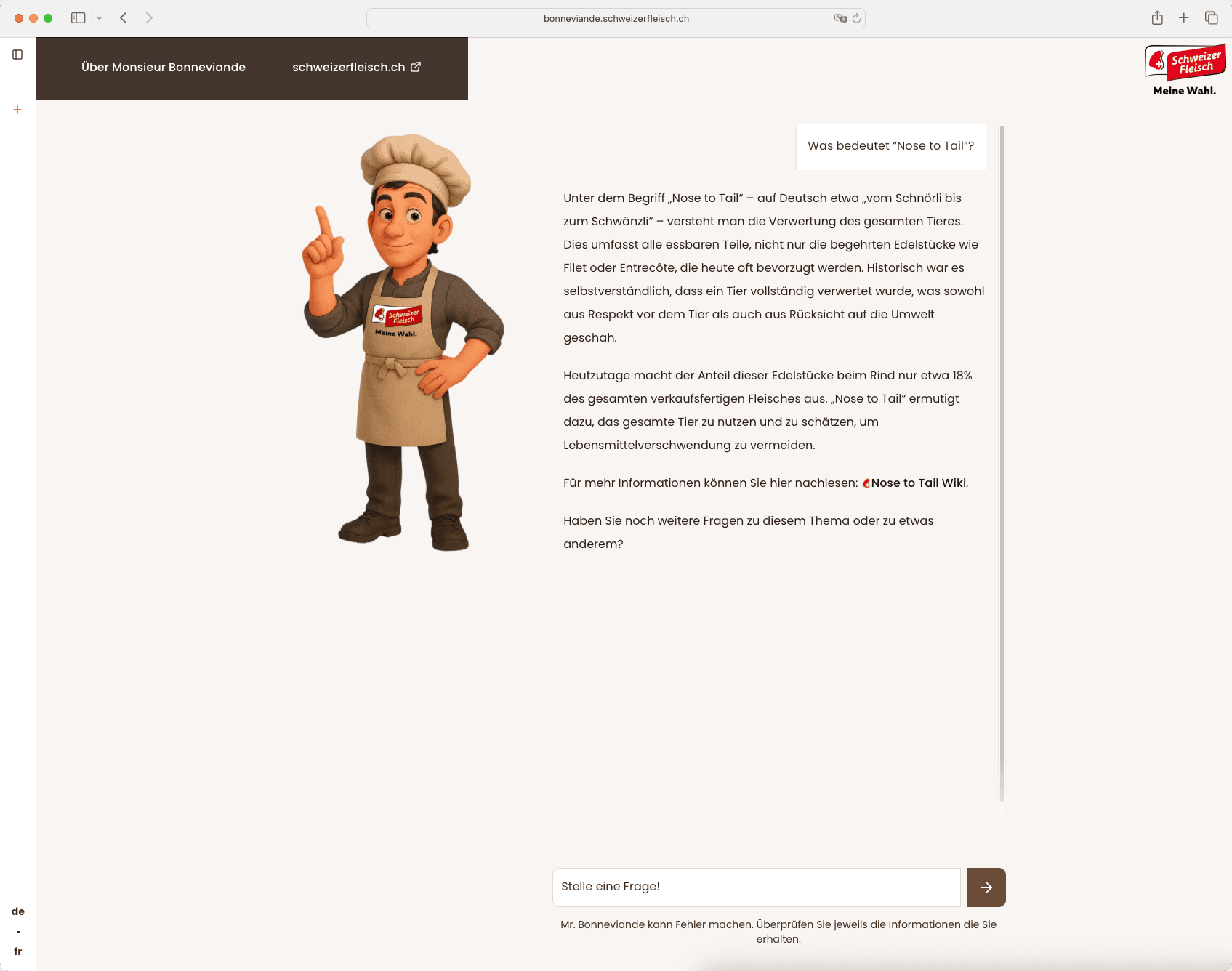 Schweizer Fleisch Beispiel